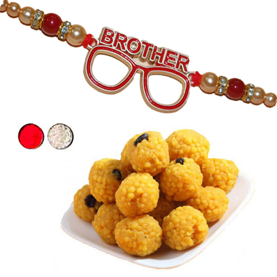 "Rakhi - ZR-5110 A-027 (Single Rakhi), 500gms of Laddu - Click here to View more details about this Product